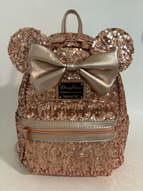 Loungefly Handbags - Loungefly Disney Parks Rose Gold Sequin Minnie Mouse Mini Backpack brand new
